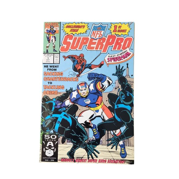 Marvel NFL Superpro #1 1991 Comic Book Collector Bagged Boarded - Picture 1 of 2